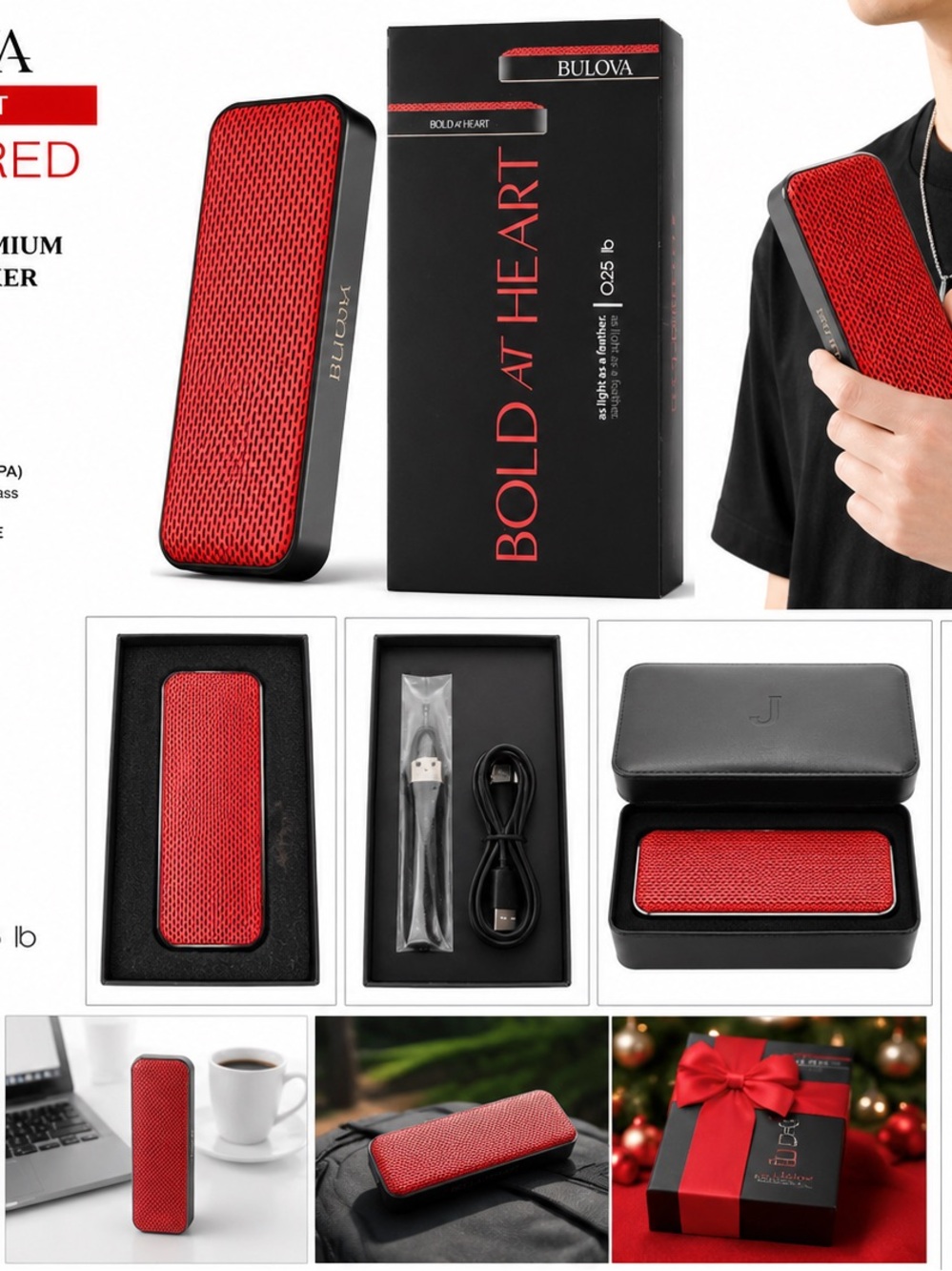 Bulova NuBump Portable Bluetooth Speaker - Red Grille